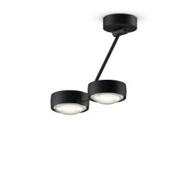 Occhio Sento soffitto doppio up 30 LED-Deckenleuchte-Kopf/head Schwarz matt-Körper/body Schwarz matt-Aufbaudose/base Schwarz matt-Kopfeinsatz Sento E Linse/Glas-mit Occhio air Modul-mit LED (2700K)