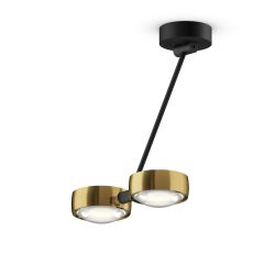 Occhio Sento soffitto doppio up 40 LED-Deckenleuchte-Kopf/head Bronze-Körper/body Schwarz matt-Aufbaudose/base Schwarz matt-Kopfeinsatz Sento E Linse/Glas-mit Occhio air Modul-mit LED (2700K)