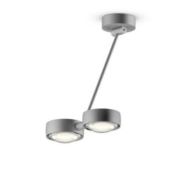 Occhio Sento soffitto doppio up 40 LED-Deckenleuchte-Kopf/head Chrom matt-Körper/body Chrom matt-Aufbaudose/base Chrom matt-Kopfeinsatz Sento E Linse/Glas-mit Occhio air Modul-mit LED (2700K)