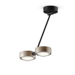 Occhio Sento soffitto doppio up 40 LED-Deckenleuchte-Kopf/head Gold matt-Körper/body Schwarz matt-Aufbaudose/base Schwarz matt-Kopfeinsatz Sento E Linse/Glas-mit Occhio air Modul-mit LED (3000K)