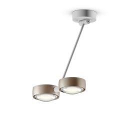 Occhio Sento soffitto doppio up 40 LED-Deckenleuchte-Kopf/head Gold matt-Körper/body Weiß matt-Aufbaudose/base Weiß matt-Kopfeinsatz Sento E Linse/Glas-mit Occhio air Modul-mit LED (3000K)