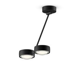 Occhio Sento soffitto doppio up 40 LED-Deckenleuchte-Kopf/head Schwarz matt-Körper/body Schwarz matt-Aufbaudose/base Schwarz matt-Kopfeinsatz Sento E Linse/Glas-mit Occhio air Modul-mit LED (2700K)