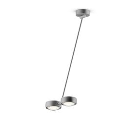 Occhio Sento soffitto doppio up 80 LED-Deckenleuchte-Kopf/head Chrom matt-Körper/body Chrom matt-Aufbaudose/base Chrom matt-Kopfeinsatz Sento E Linse/Glas-mit Occhio air Modul-mit LED (3000K)