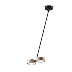 Occhio Sento soffitto doppio up 80 LED-Deckenleuchte-Kopf/head Gold matt-Körper/body Schwarz matt-Aufbaudose/base Schwarz matt-Kopfeinsatz Sento E Linse/Glas-mit Occhio air Modul-mit LED (3000K)