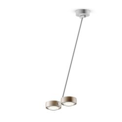 Occhio Sento soffitto doppio up 80 LED-Deckenleuchte-Kopf/head Gold matt-Körper/body Weiß matt-Aufbaudose/base Weiß matt-Kopfeinsatz Sento E Linse/Glas-mit Occhio air Modul-mit LED (2700K)