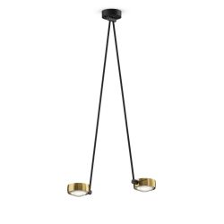 Occhio Sento soffitto due up 100 LED-Deckenleuchte-Kopf/head Bronze-Körper/body Schwarz matt-Aufbaudose/base Schwarz matt-Kopfeinsatz Sento E Linse/Glas-mit Occhio air Modul-mit LED (2700K)