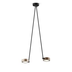 Occhio Sento soffitto due up 100 LED-Deckenleuchte-Kopf/head Gold matt-Körper/body Schwarz matt-Aufbaudose/base Schwarz matt-Kopfeinsatz Sento E Linse/Glas-mit Occhio air Modul-mit LED (2700K)