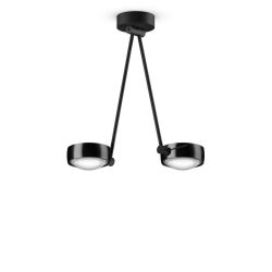 Occhio Sento soffitto due up 40 LED-Deckenleuchte-Kopf/head Black Phantom-Körper/body Schwarz matt-Aufbaudose/base Schwarz matt-Kopfeinsatz Sento E Linse/Glas-ohne Occhio air Modul-mit LED (3000K)