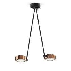 Occhio Sento soffitto due up 60 LED-Deckenleuchte-Kopf/head Rose Gold-Körper/body Schwarz matt-Aufbaudose/base Schwarz matt-Kopfeinsatz Sento E Linse/Glas-ohne Occhio air Modul-mit LED (2700K)