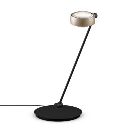 Occhio Sento tavolo 60 LED-Tischleuchte-Kopf/head Gold matt-Körper/body Schwarz matt-Fuß/base Schwarz matt-Kopfeinsatz Sento D Linse/Linse-Ausrichtung links vom Bediener-mit Occhio air Modul-mit LED (2700K)