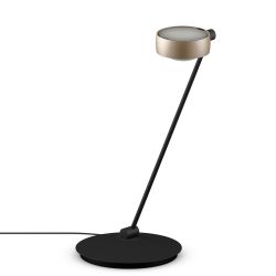 Occhio Sento tavolo 60 LED-Tischleuchte-Kopf/head Gold matt-Körper/body Schwarz matt-Fuß/base Schwarz matt-Kopfeinsatz Sento E Linse/Glas-Ausrichtung links vom Bediener-mit Occhio air Modul-mit LED (2700K)