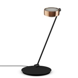 Occhio Sento tavolo 60 LED-Tischleuchte-Kopf/head Rose Gold-Körper/body Schwarz matt-Fuß/base Schwarz matt-Kopfeinsatz Sento E Linse/Glas-Ausrichtung links vom Bediener-ohne Occhio air Modul-mit LED (2700K)