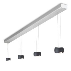 Oligo Curved Slack-Line LED-Pendelleuchte 4-flammig-Schwarz matt-Aluminium gebürstet-mit Tunable White (2200K - 5000K) 01