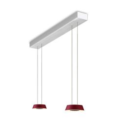 Oligo Glance LED-Pendelleuchte 2-flammig mit unsichtbarer Höhenverstellung-Rot matt-Aluminium gebürstet-mit LED (2700K)