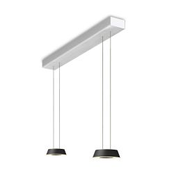 Oligo Glance LED-Pendelleuchte 2-flammig mit unsichtbarer Höhenverstellung-Schwarz matt-Aluminium gebürstet-mit LED (2700K)