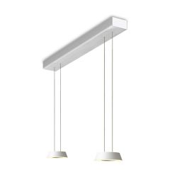 Oligo Glance LED-Pendelleuchte 2-flammig mit unsichtbarer Höhenverstellung-Weiß matt-Aluminium gebürstet-mit LED (2700K)