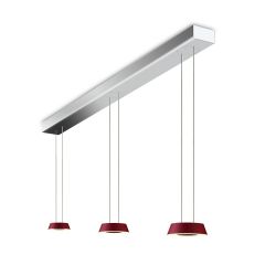 Oligo Glance LED-Pendelleuchte 3-flammig mit unsichtbarer Höhenverstellung-Rot matt-Chrom-mit LED (2700K)