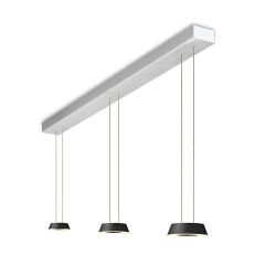 Oligo Glance LED-Pendelleuchte 3-flammig mit unsichtbarer Höhenverstellung-Schwarz matt-Aluminium gebürstet-mit LED (2700K)