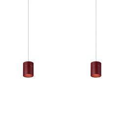 Oligo Tudor LED-Pendelleuchte 2-flammig mit unsichtbarer Höhenverstellung-Rot matt-Tudor M-Aluminium gebürstet-mit LED (2700K)