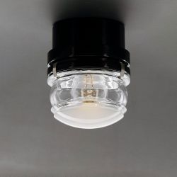 Oluce Fresnel 1148/L LED-Außenwandleuchte-Schwarz-mit LED (2700K)