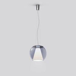 Serien Lighting Draft Suspension LED-Pendelleuchte-Glas blau-Größe M Ø 340 mm-Rope Stahlseilabhängung-mit dim2warm (1800K - 3000K)