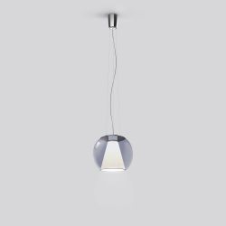 Serien Lighting Draft Suspension LED-Pendelleuchte-Glas blau-Größe S Ø 260 mm-Rope Stahlseilabhängung-mit dim2warm (1800K - 3000K)