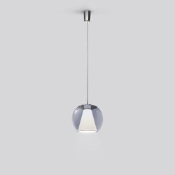 Serien Lighting Draft Suspension LED-Pendelleuchte-Glas blau-Größe S Ø 260 mm-Tube Stahlrohrabhängung-mit dim2warm (1800K - 3000K)