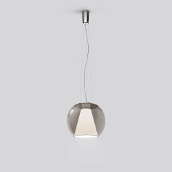 Serien Lighting Draft Suspension LED-Pendelleuchte-Glas braun-Größe M Ø 340 mm-Rope Stahlseilabhängung-mit dim2warm (1800K - 3000K)