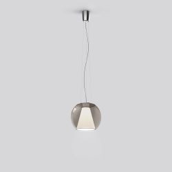 Serien Lighting Draft Suspension LED-Pendelleuchte-Glas braun-Größe S Ø 260 mm-Rope Stahlseilabhängung-mit dim2warm (1800K - 3000K)