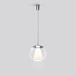 Serien Lighting Draft Suspension LED-Pendelleuchte-Glas klar-Größe M Ø 340 mm-Tube Stahlrohrabhängung-mit dim2warm (1800K - 3000K)