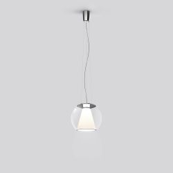 Serien Lighting Draft Suspension LED-Pendelleuchte-Glas klar-Größe S Ø 260 mm-Rope Stahlseilabhängung-mit dim2warm (1800K - 3000K)