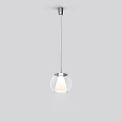 Serien Lighting Draft Suspension LED-Pendelleuchte-Glas klar-Größe S Ø 260 mm-Tube Stahlrohrabhängung-mit dim2warm (1800K - 3000K)