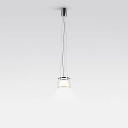 Serien Lighting Drum Suspension LED-Pendelleuchte-Glasschirm klar-Glas kurz-Größe S Ø 160 mm-Rope Stahlseilabhängung-mit LED (2700K)
