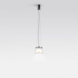 Serien Lighting Drum Suspension LED-Pendelleuchte-Glasschirm klar-Glas kurz-Größe S Ø 160 mm-Rope Stahlseilabhängung-mit LED (3000K)