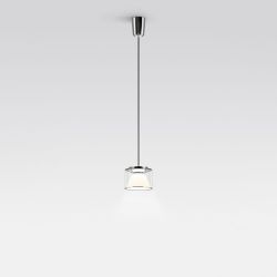 Serien Lighting Drum Suspension LED-Pendelleuchte-Glasschirm klar-Glas kurz-Größe S Ø 160 mm-Tube Stahlrohrabhängung-mit LED (3000K)