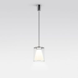 Serien Lighting Drum Suspension LED-Pendelleuchte-Glasschirm klar-Glas lang-Größe M Ø 220 mm-Tube Stahlrohrabhängung-mit LED (2700K)