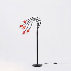 Serien Lighting Poppy Stehleuchte/Floor 5 Arm schwarz - Schirm rot