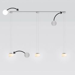 Serien Lighting Reef Suspension 1 LED-Pendelleuchte mit Baldachinprofil 3-flammig-Weiß-Aluminium gebürstet