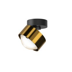Top Light Puk! 80 Move Avantgarde LED-Deckenstrahler-Messing gebürstet/Schwarz matt-Linse klar-mit LED (2700K)