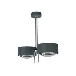 Top Light Puk Maxx Side Twin LED-Deckenleuchte-Anthrazit matt/Chrom-Armlänge 60 cm-Glas matt-Linse klar-mit LED (2700K)