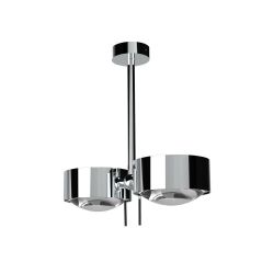 Top Light Puk Maxx Side Twin LED-Deckenleuchte-Chrom-Armlänge 40 cm-Glas matt-Linse klar-mit LED (2700K)