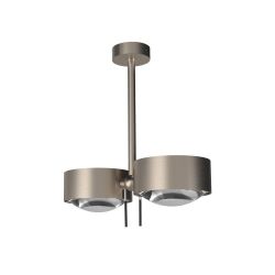 Top Light Puk Maxx Side Twin LED-Deckenleuchte-Nickel matt-Armlänge 40 cm-Glas matt-Linse klar-mit LED (2700K)