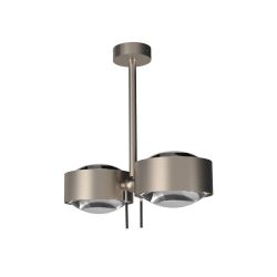 Top Light Puk Maxx Side Twin LED-Deckenleuchte-Nickel matt-Armlänge 40 cm-Linse klar-Linse klar-mit LED (2800K)