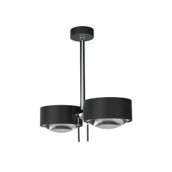 Top Light Puk Maxx Side Twin LED-Deckenleuchte-Schwarz matt/Chrom-Armlänge 40 cm-Glas matt-Linse klar-mit LED (2700K)