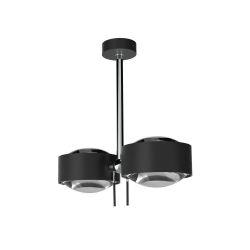 Top Light Puk Maxx Side Twin LED-Deckenleuchte-Schwarz/Chrom-Armlänge 40 cm-Linse klar-Linse klar-mit LED (2800K)