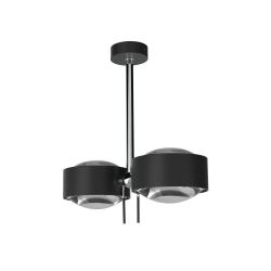 Top Light Puk Maxx Side Twin LED-Deckenleuchte-Schwarz/Chrom-Armlänge 60 cm-Linse klar-Linse matt-mit LED (2800K)