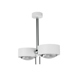 Top Light Puk Maxx Side Twin LED-Deckenleuchte-Weiß matt/Chrom-Armlänge 40 cm-Glas matt-Linse klar-mit LED (2700K)