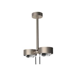 Top Light Puk Side Twin Wand-/Deckenleuchte-Nickel matt-Armlänge 20 cm-Linse/Glas