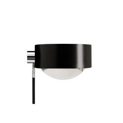 Top Light Puk Wing Single LED-Wandleuchte-Schwarz matt/Chrom-Armlänge 20 cm-Glas matt-Linse klar-mit LED (2700K)