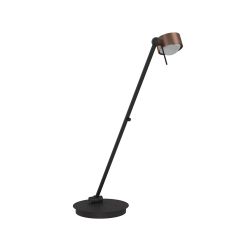 Top Light Puk! 80 Table Avantgarde LED-Tischleuchte-Kupfer gebürstet/Schwarz matt-Glas matt-Linse matt-Höhe 800 mm-mit LED (2700K)